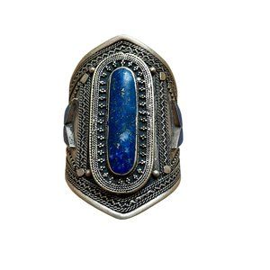 Vintage Lapis Lazuli Cuff Bracelet from Turkmenistan